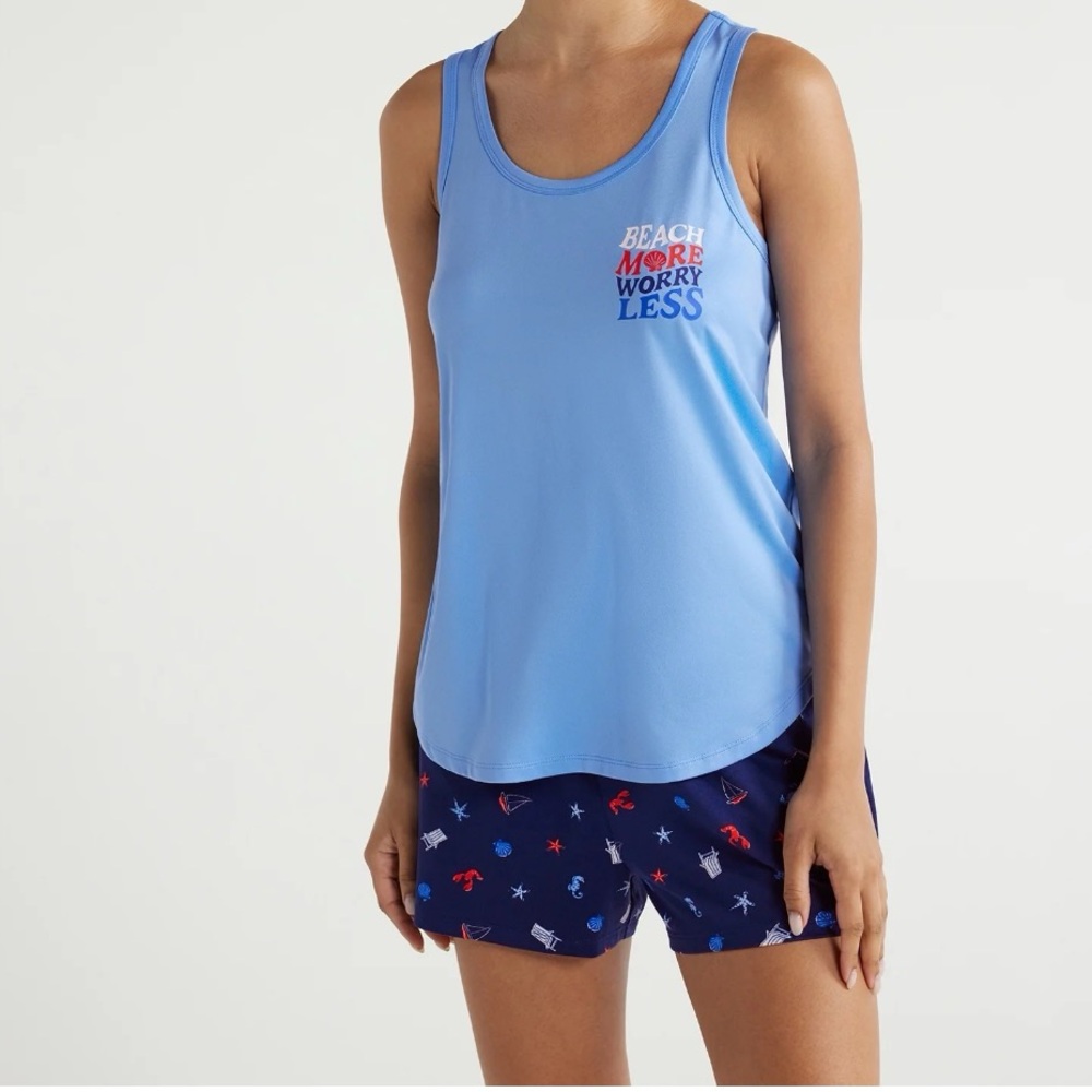 Women's Print Tank Top and Shorts Pajama Set, 2-Piece,